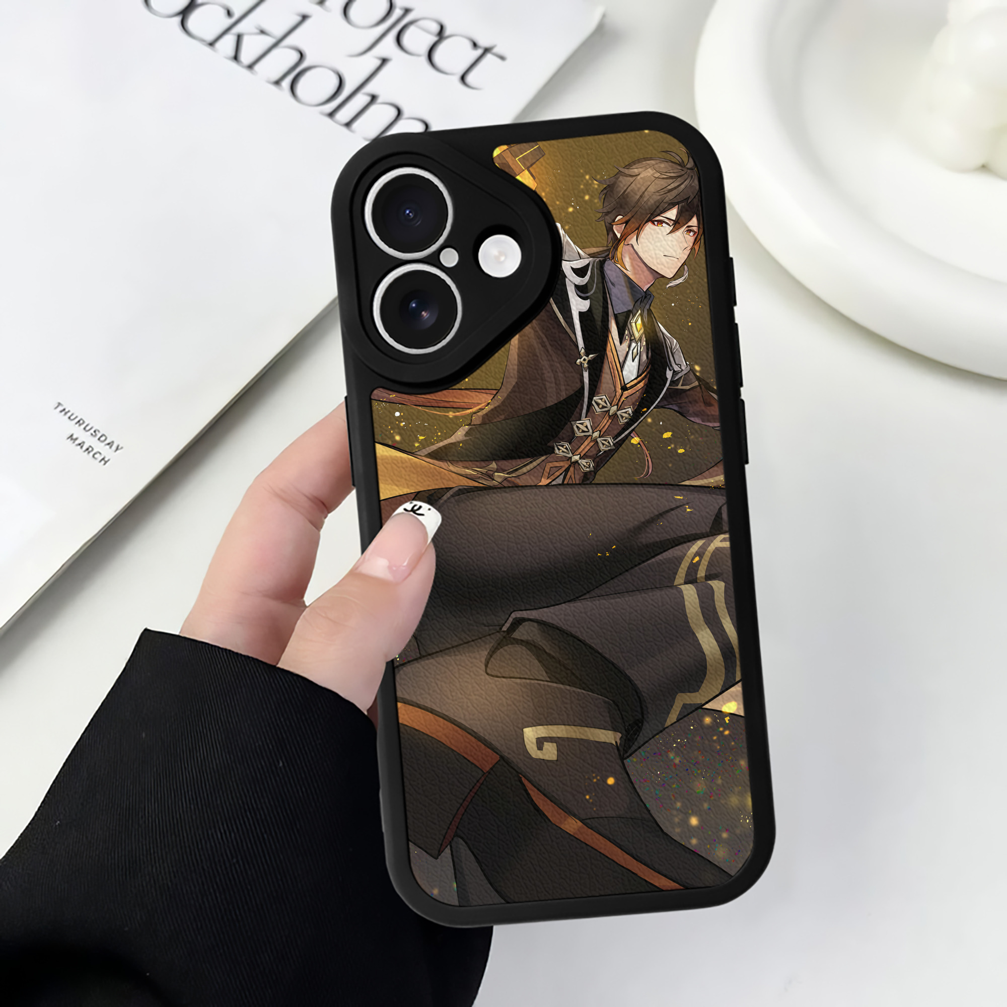 げんし神 genshin 【iPhone 16シリーズ対応】シリコンスマホケース（レザー調） 材質：シリコン